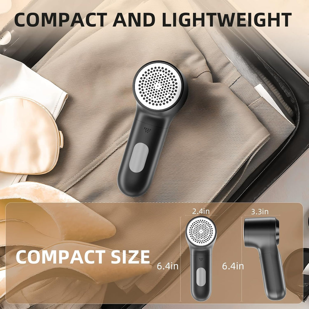 Fabric Shaver Lint Remover, Electric Lint Shaver USB Rechargeable, Sweater Defuzzer to Remove Pilling, 3-Speed with LED Display, Battery Operated, 6-Blade for Clothes Upholstery Furniture