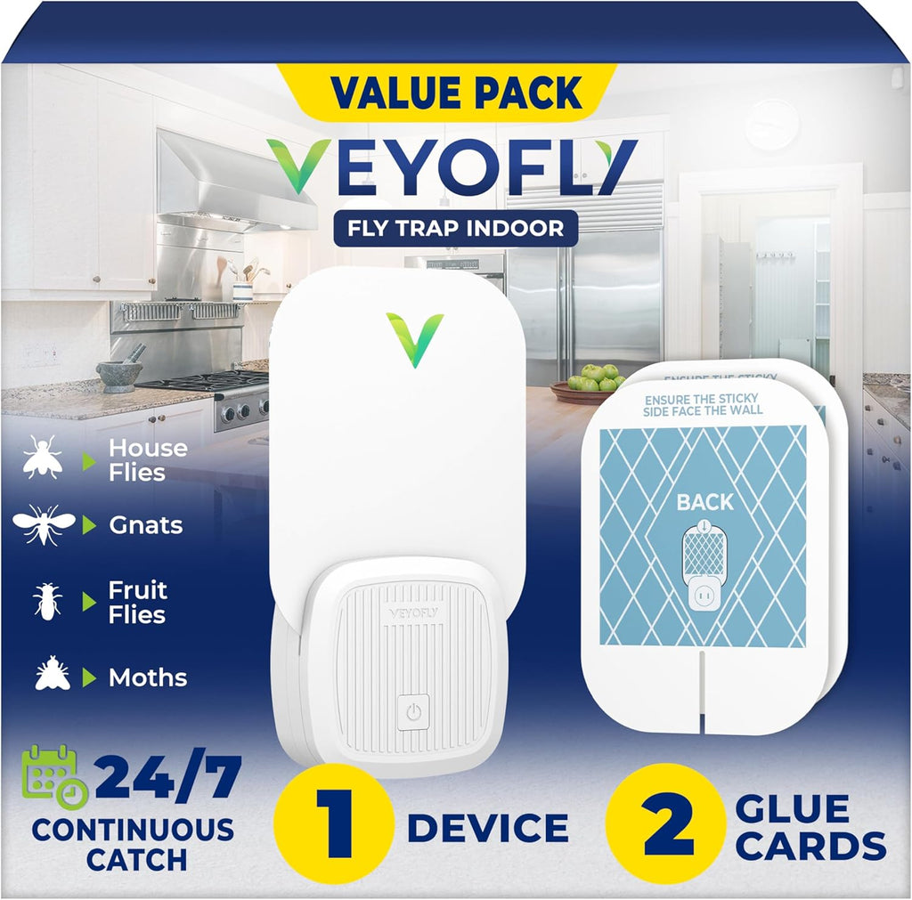 Fruit Fly Traps for Indoors (1 Device + 2 Refills), Gnat Trap Indoor Plug In, Bug Traps, Flying Insect Trap, Gnat Traps for House Indoors, Fly Trap Indoor for Home Bug Light, Gnats Catcher