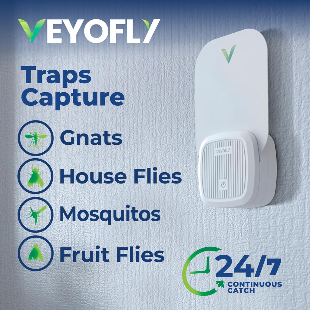 Fruit Fly Traps for Indoors (1 Device + 2 Refills), Gnat Trap Indoor Plug In, Bug Traps, Flying Insect Trap, Gnat Traps for House Indoors, Fly Trap Indoor for Home Bug Light, Gnats Catcher