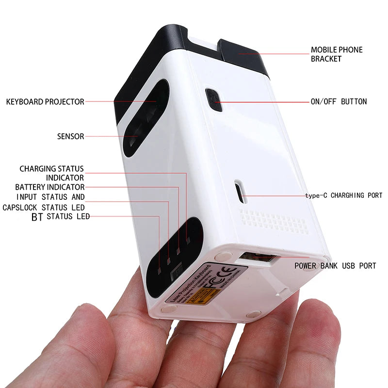 Revolutionary Mini Wireless Laser Projection Keyboard: Bluetooth Virtual Keyboard & Mouse for Effortless Typing on Laptops and Smartphones