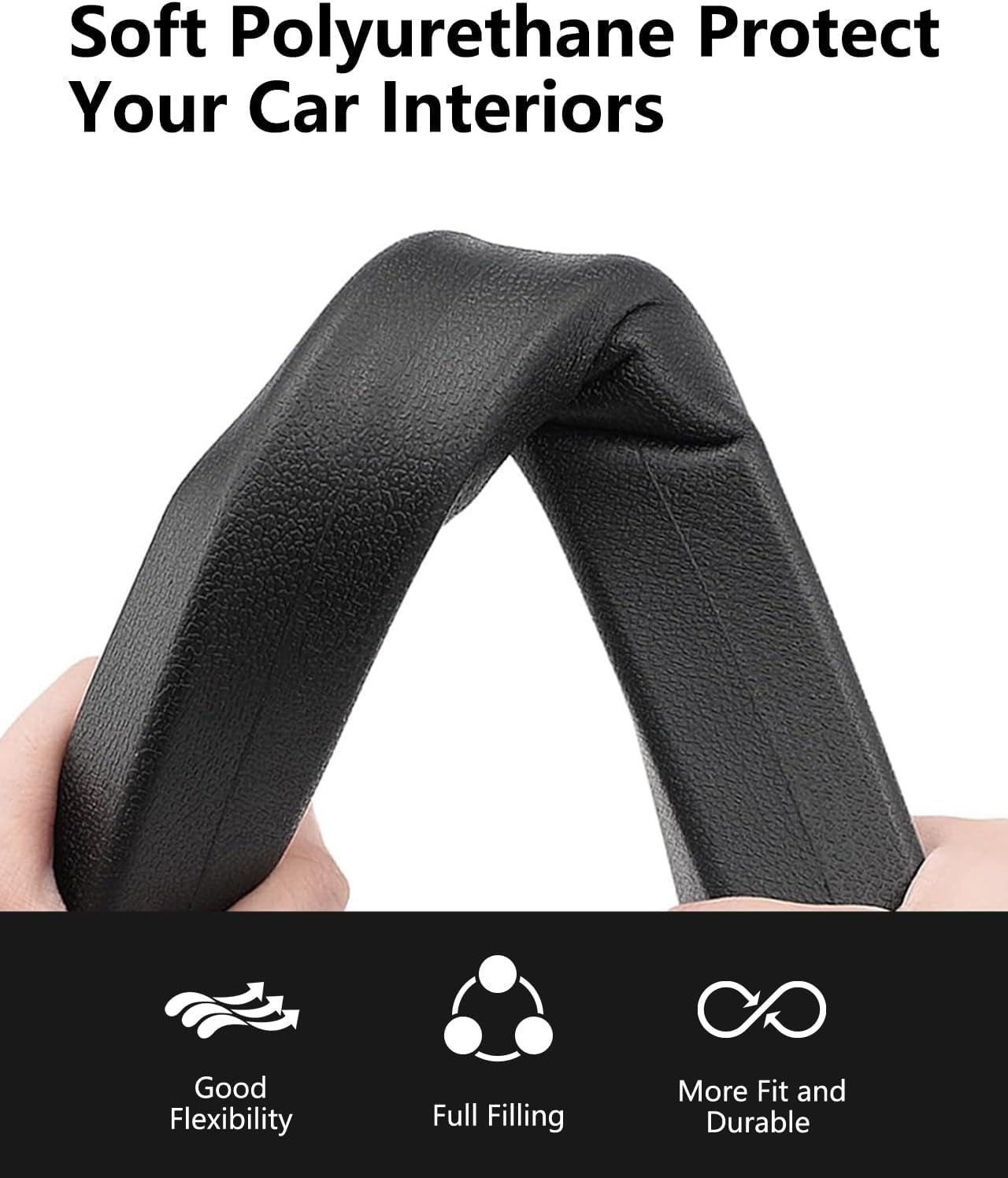 Car Seat Gap Filler, 2 Pack PU Leather Fill the Gap between Seat and Center Console, Seat Crevice Blocker Stop Things from Dropping, Universal Vehicle Interior Accessories Black