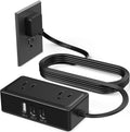 Flat Plug Power Bar with USB C, 4FT Ultra-Thin Extension Cord, 2 Outlet with 3 USB Ports (2 USB C), No Surge Protection for Cruise Ship, Travel Essentials, Dorm Room (Black, 2 Outlets)