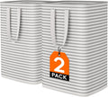 2-Pack 80L Freestanding Laundry Hamper, Large Collapsible Laundry Baskets with Easy Carry Extended Handles, Waterproof Clothes Hamper in Bedroom, Bathroom, Laundry Room, College Dorm, Grey
