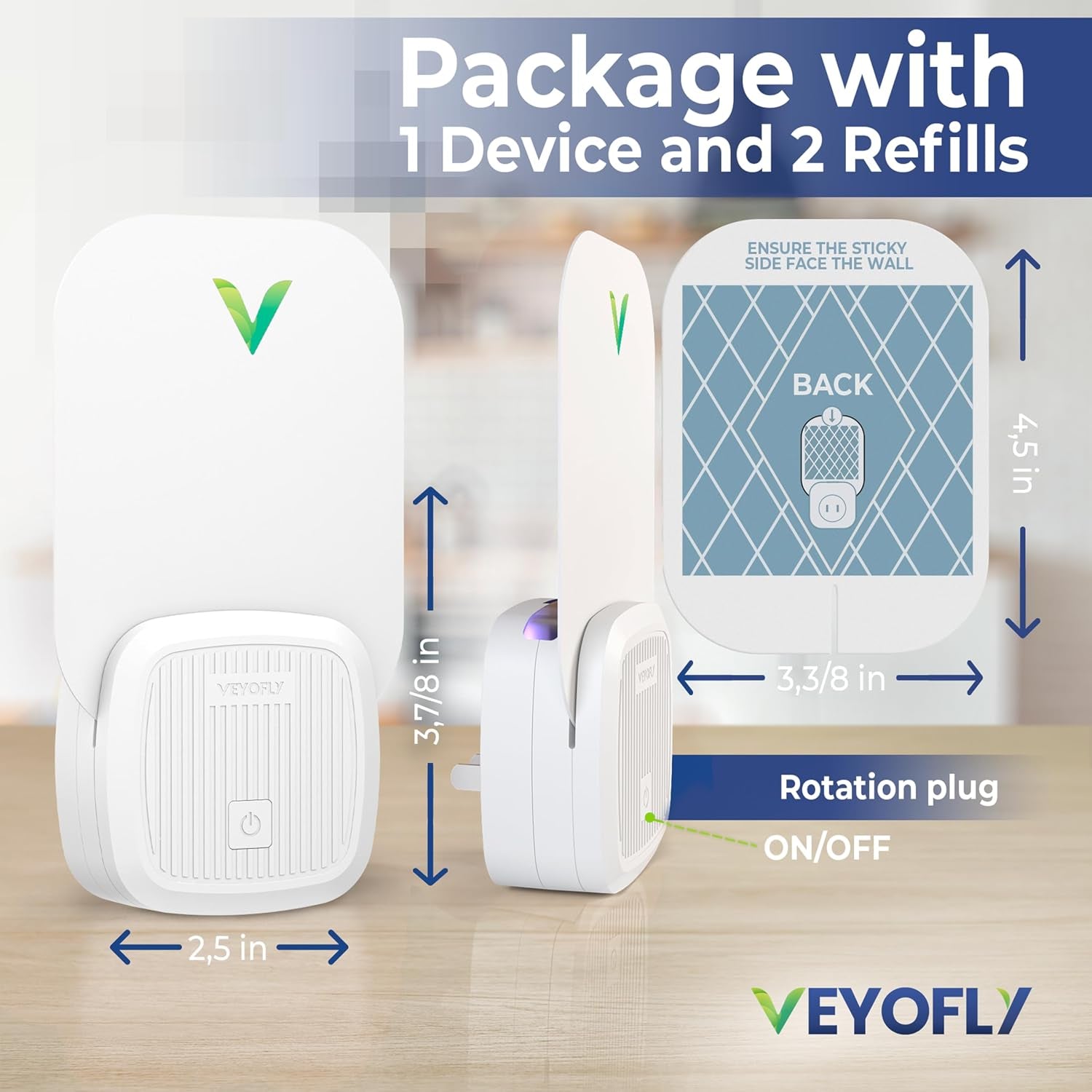 Fruit Fly Traps for Indoors (1 Device + 2 Refills), Gnat Trap Indoor Plug In, Bug Traps, Flying Insect Trap, Gnat Traps for House Indoors, Fly Trap Indoor for Home Bug Light, Gnats Catcher