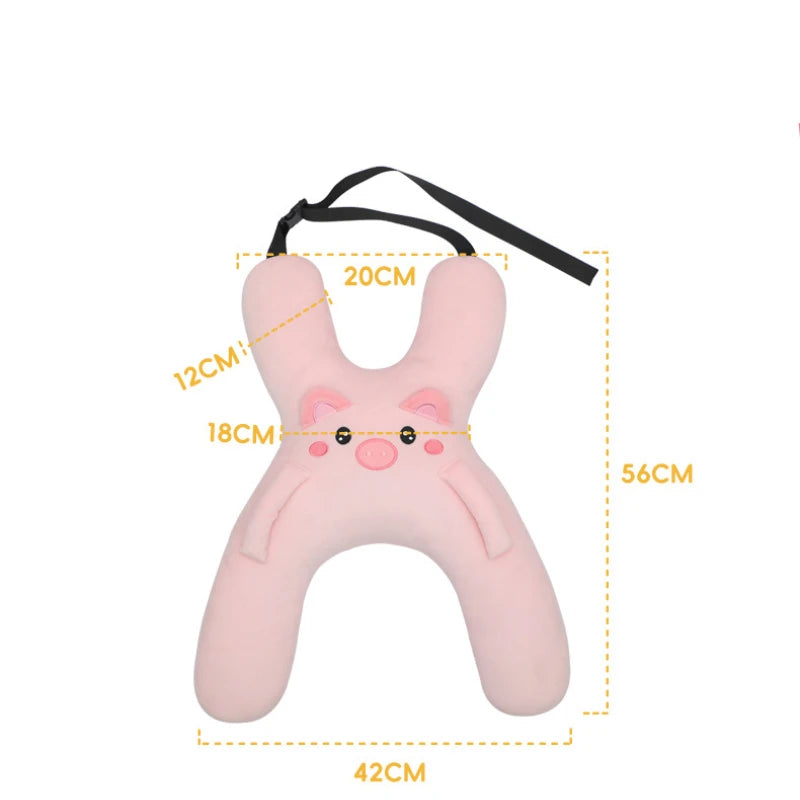 Kids Car Neck Pillow with Seat Belt Safety Sleep Aid Prevent Leaning Head Back Seat Sleeping Comfort during Long Distance Travel